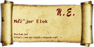 Májer Elek névjegykártya